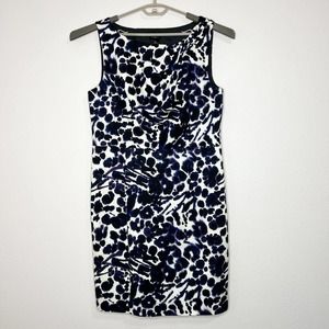 Ann Taylor White Purple Black Abstract Sleeveless Sheath Dress Plus Size 16